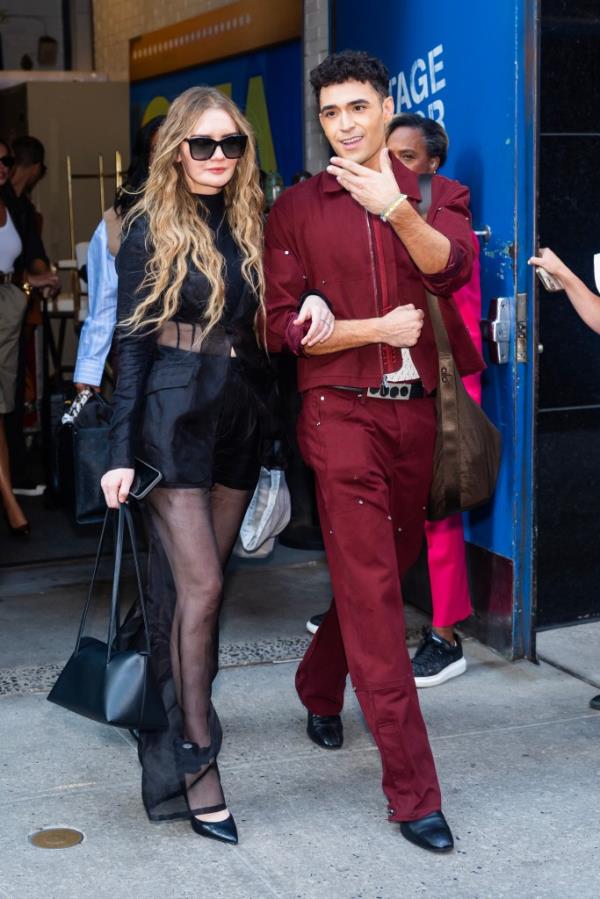 Anna Delvey (L) and Ezra Sosa are seen in Midtown on September 04, 2024 in New York City.